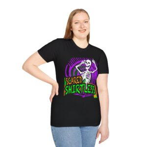Scared Shirtless Skeleton Halloween T-Shirt - Unisex