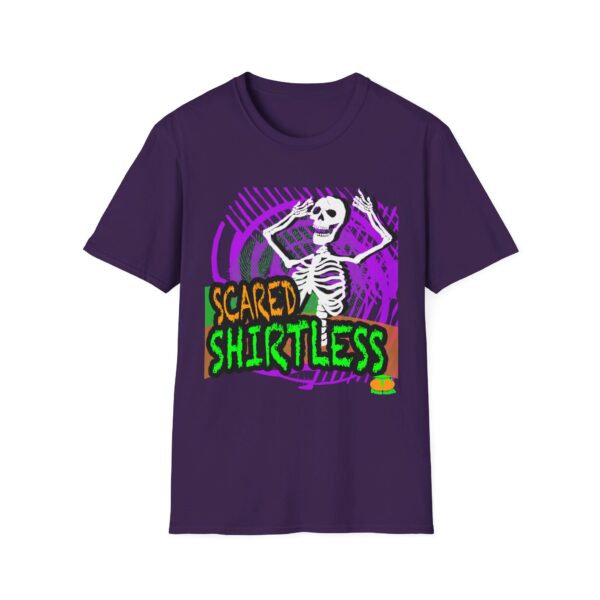 Scared Shirtless Skeleton Halloween T-Shirt - Unisex - Image 14