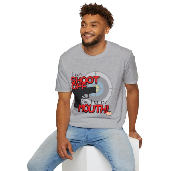 Shoot Off Gun and Mouth Unisex Softstyle T-Shirt - Image 142