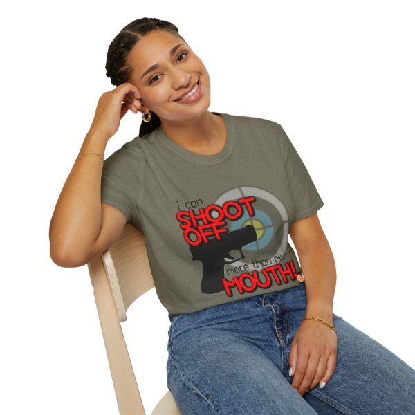 Shoot Off Gun and Mouth Unisex Softstyle T-Shirt - Image 334