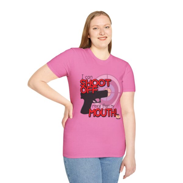 Shoot Off Gun and Mouth Unisex Softstyle T-Shirt - Image 145