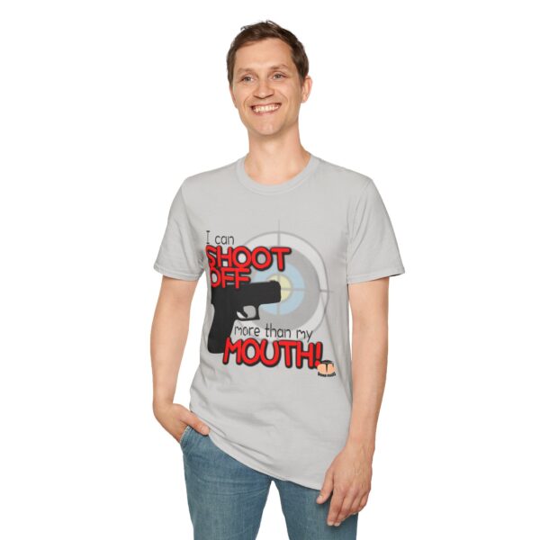 Shoot Off Gun and Mouth Unisex Softstyle T-Shirt - Image 307