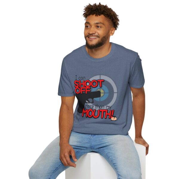Shoot Off Gun and Mouth Unisex Softstyle T-Shirt - Image 120