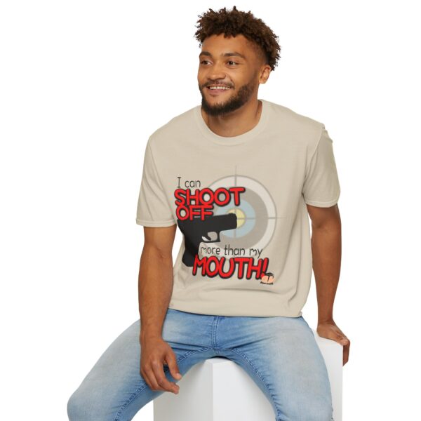 Shoot Off Gun and Mouth Unisex Softstyle T-Shirt - Image 300