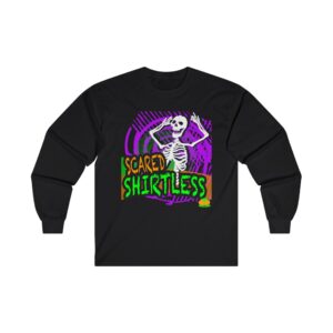 Scared Shirtless Skeleton Halloween Long Sleeve T-Shirt