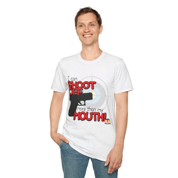 Shoot Off Gun and Mouth Unisex Softstyle T-Shirt - Image 149