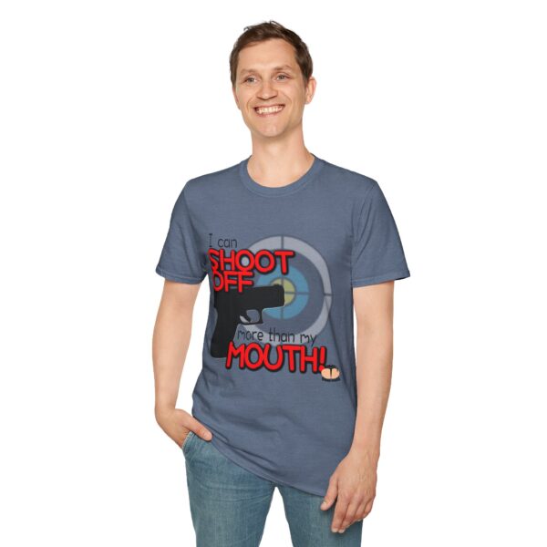 Shoot Off Gun and Mouth Unisex Softstyle T-Shirt - Image 115