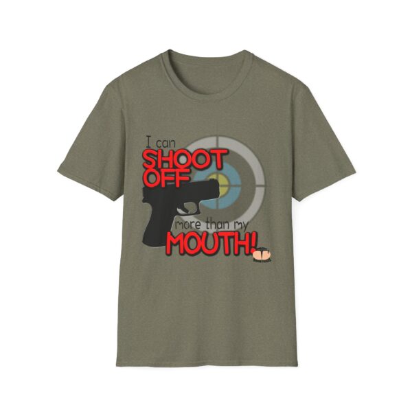 Shoot Off Gun and Mouth Unisex Softstyle T-Shirt - Image 204