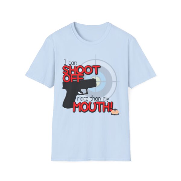 Shoot Off Gun and Mouth Unisex Softstyle T-Shirt - Image 338