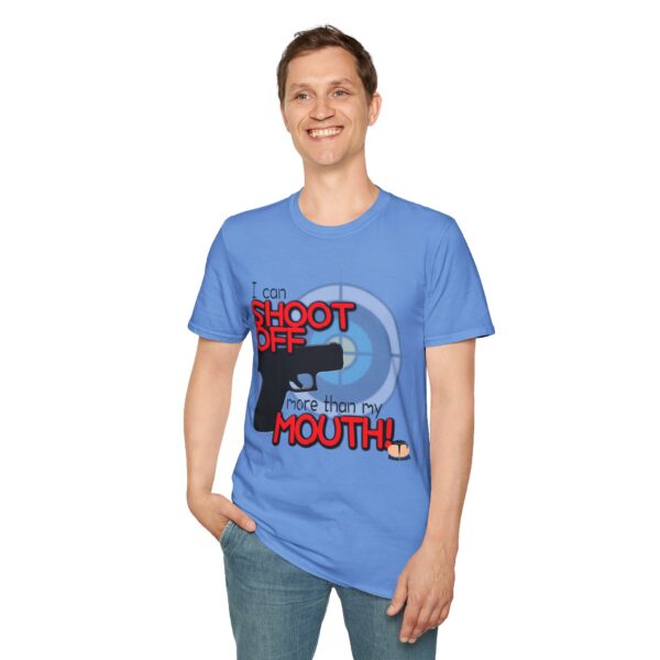 Shoot Off Gun and Mouth Unisex Softstyle T-Shirt - Image 103