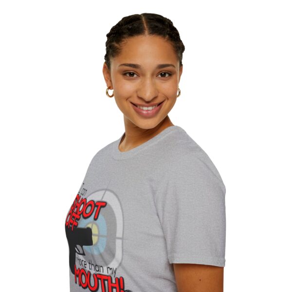 Shoot Off Gun and Mouth Unisex Softstyle T-Shirt - Image 9