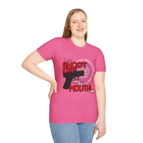 Shoot Off Gun and Mouth Unisex Softstyle T-Shirt - Image 263